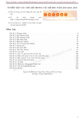 Tuyển tập các chủ đề trong các đề học sinh giỏi môn Toán năm 2017-2018-2019 - Vũ Ngọc Thành